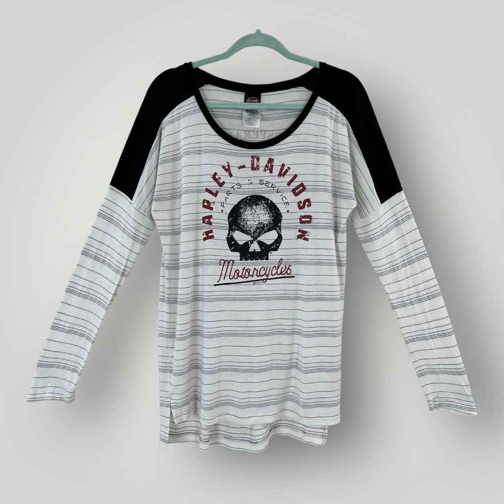 Harley Davidson T-Shirt Womens XS Long Sleeves Skull Desperado HD McAllen Texas